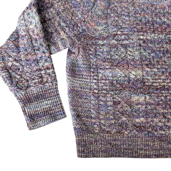 J. Crew Lavender Wool Marled Cable Knit Crewneck Sweater Women's Size Medium - Picture 2 of 6